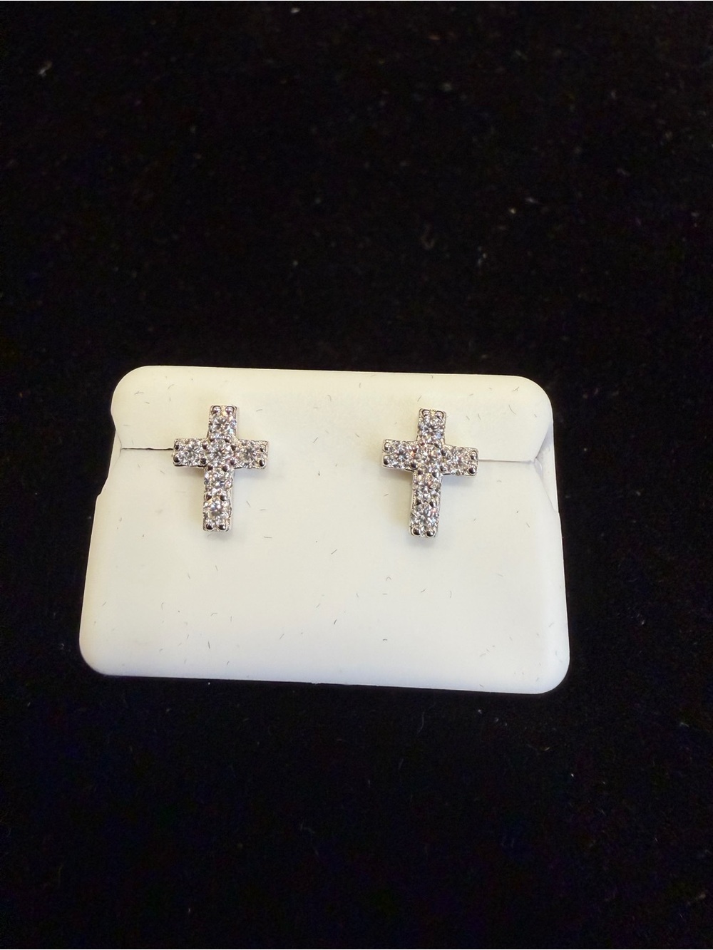 $325 Retail 1.0 Carat Moissanite Cross Stud Earrings in 925 Sterling Silver